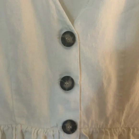 ZARA White Linen Button Down Dress with Pockets // XS - Picture 4 of 9